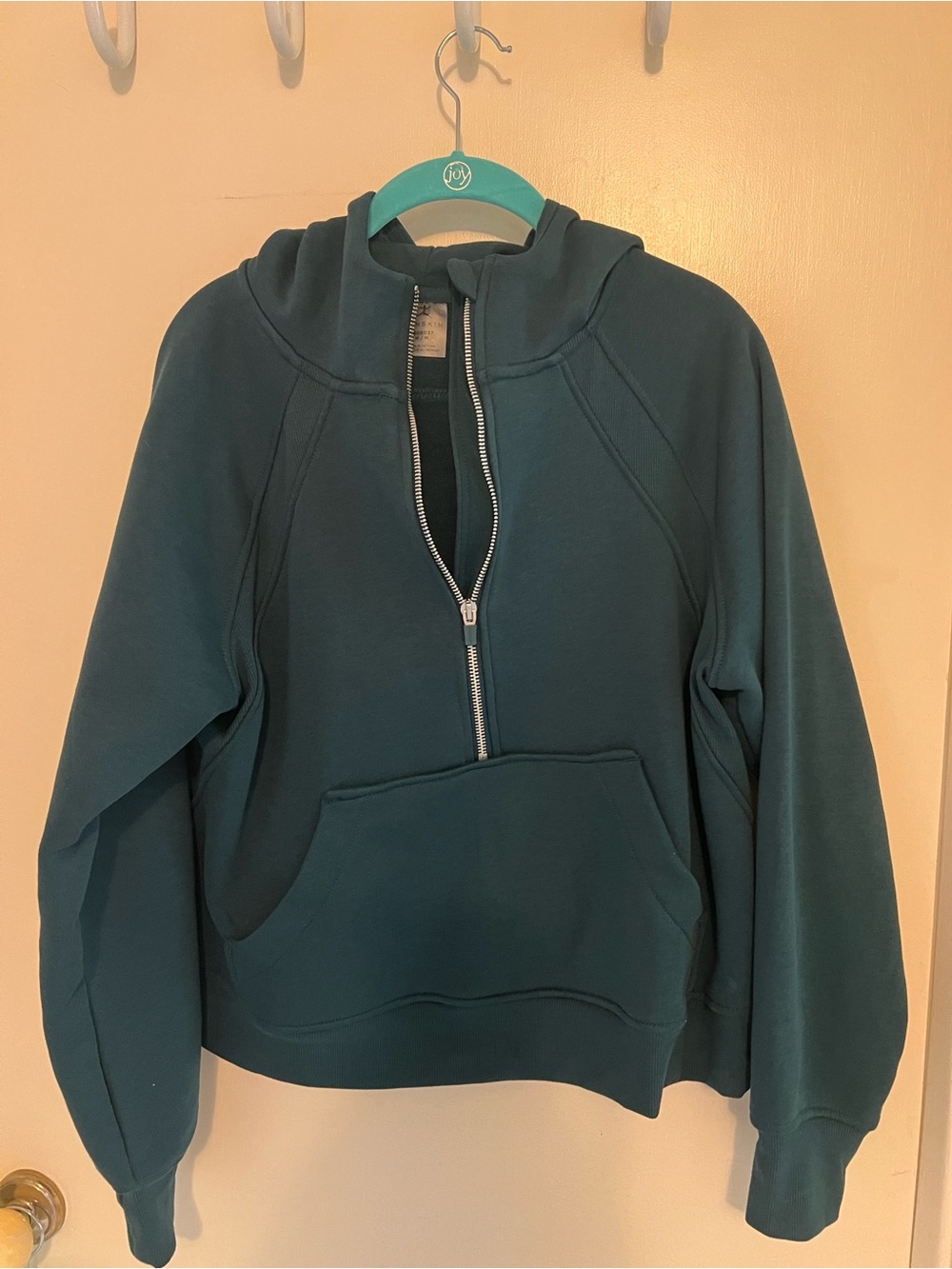Danskin Half-Zip Hoodies in Cream and Deep Teal